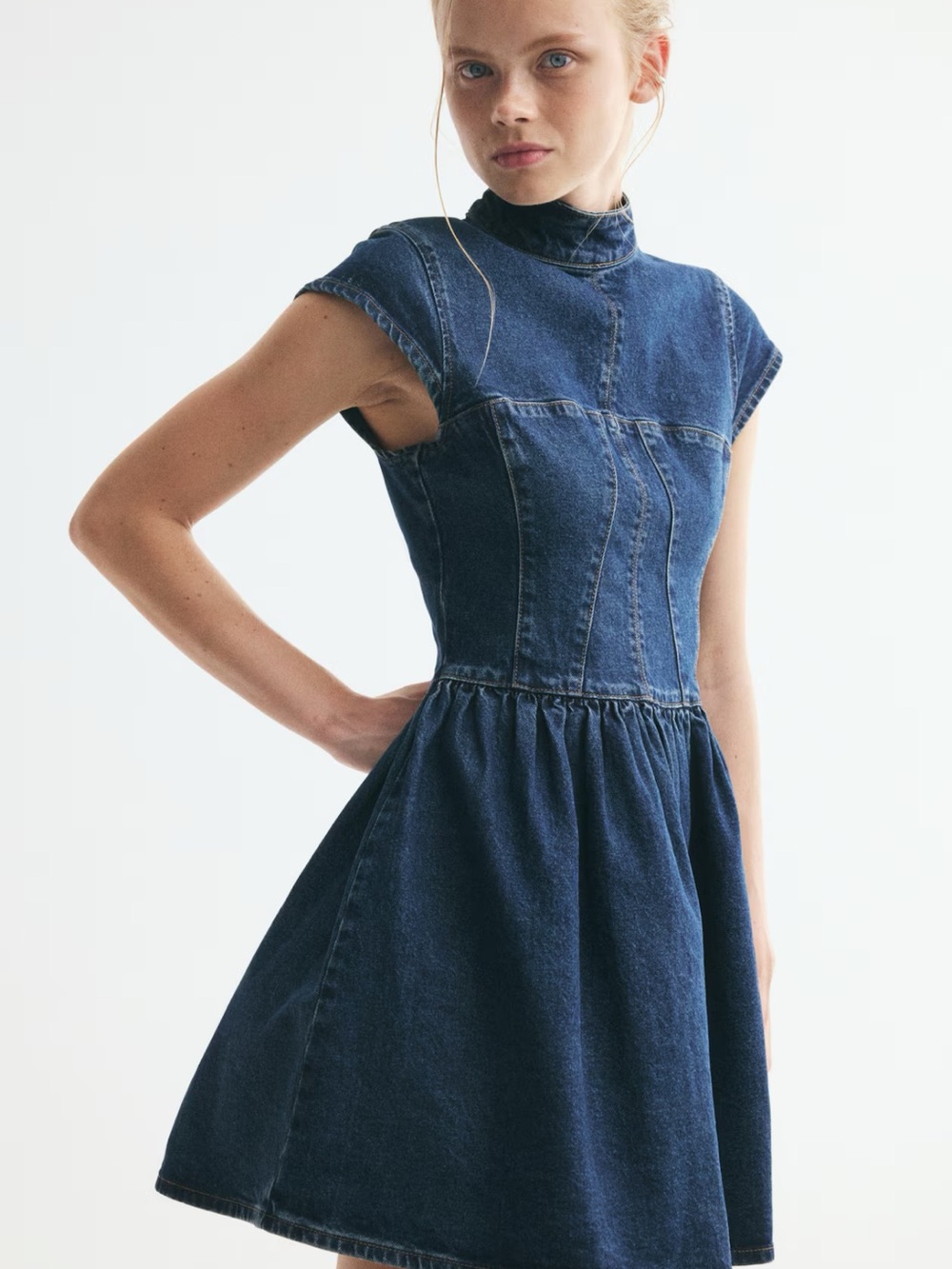 H&M Dark Blue Denim Mini Dress